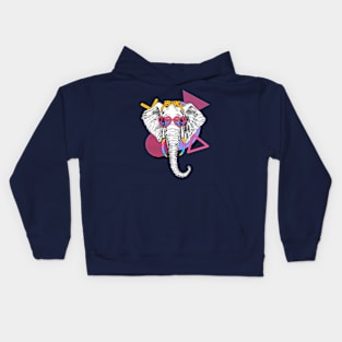 Disco Retro Elephant Looking Cool With Glasses Kids Hoodie